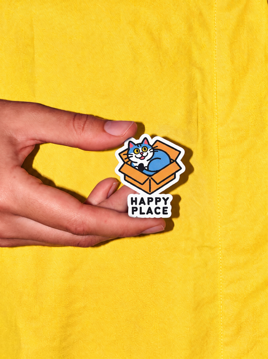 Happy Place (Text) - Cat Vinyl Sticker