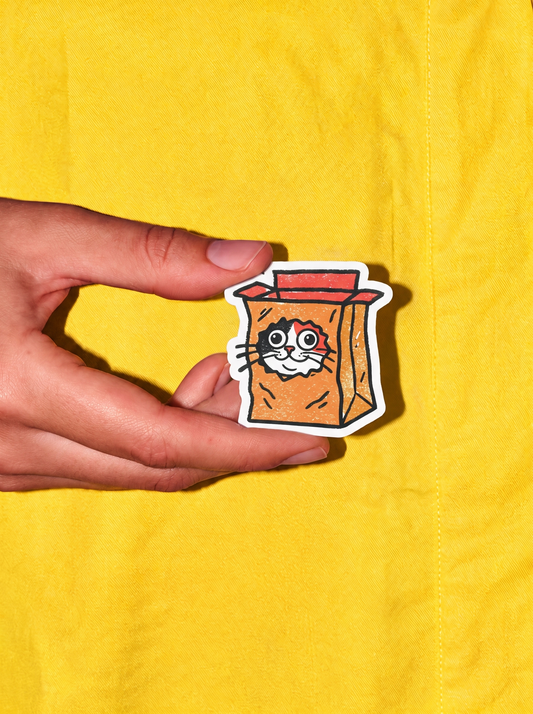 Cat in a Bag - Calico Cat Vinyl Sticker