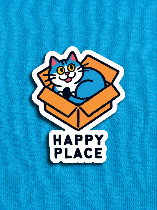 Happy Place (Text) - Cat Vinyl Sticker